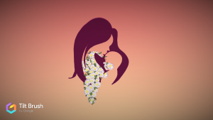 Mother holding baby, tilt brush art, the qtt.com